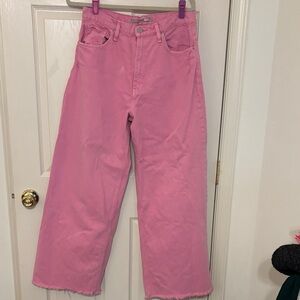 High-Waist Wide Leg Pink Jeans